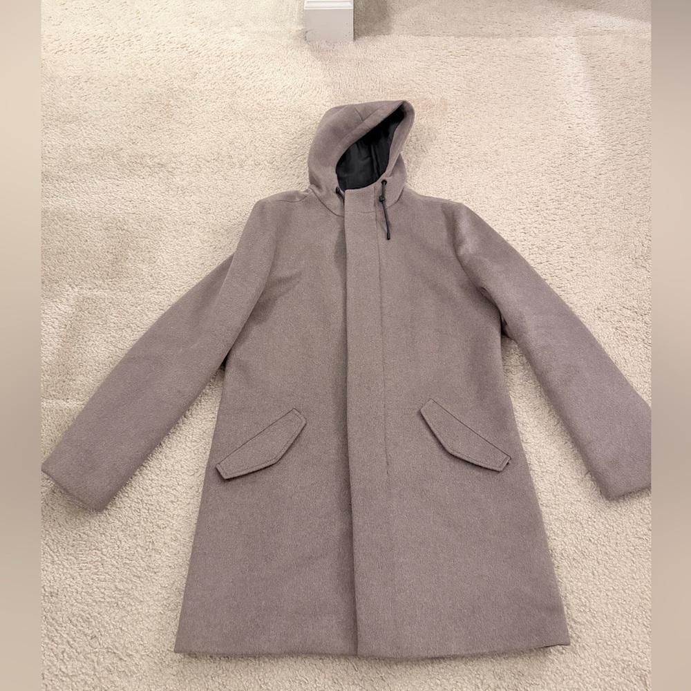 Express Men's Hooded Raincoat - Light Gray Mint Condition